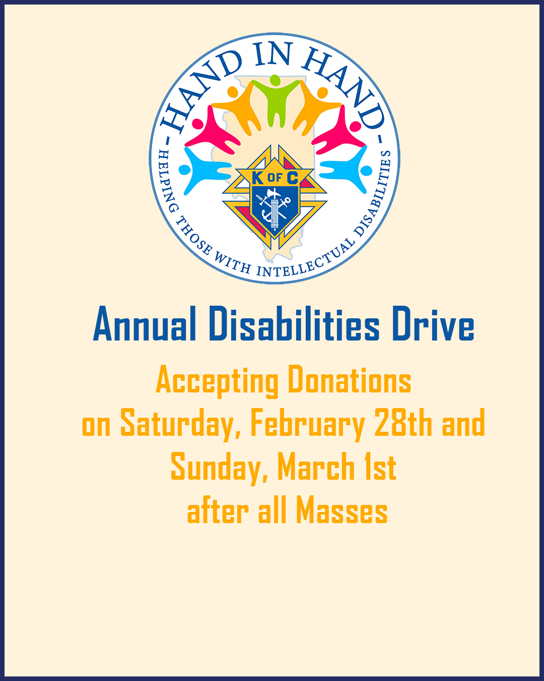 Annual Disabilities Drive from Knights of Columbus
